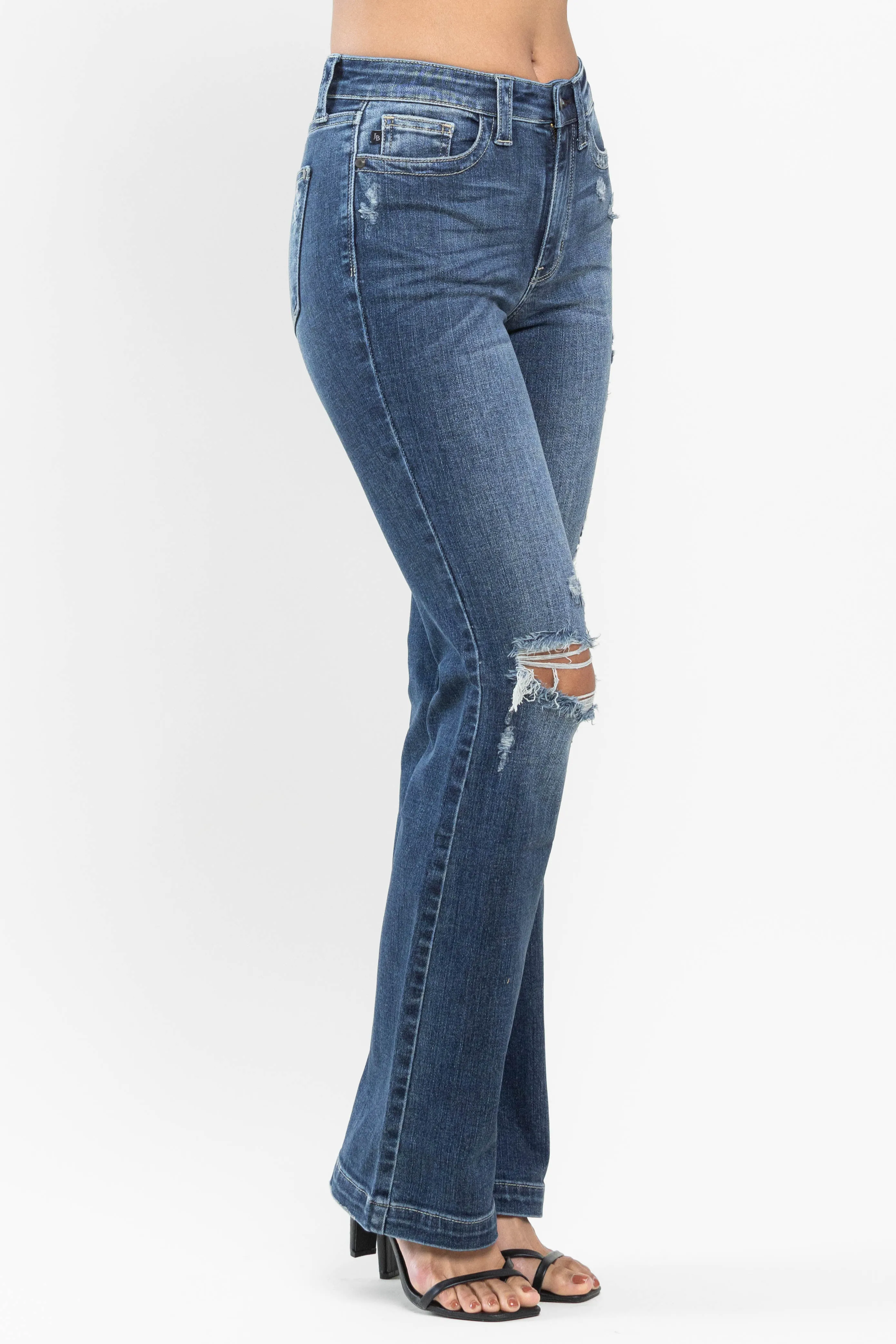 Hand Sand & Destroy Bootcut Mid-Rise Judy Blue Jeans