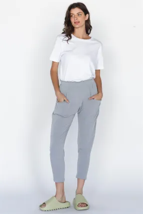 Heather Grey Front Pocket Detail High Waist Jogger Pants /1-1-1