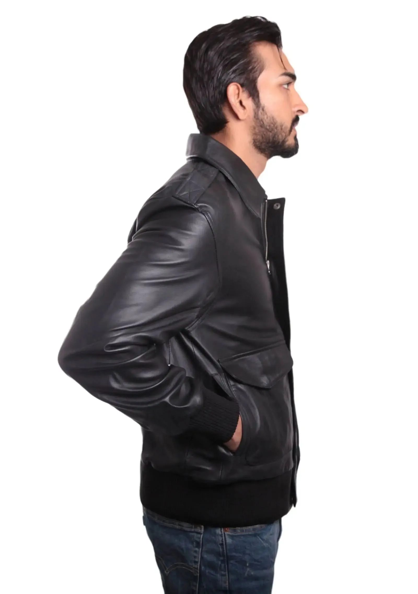 Houston Luxe Men's Premium Leather Bomber Jacket