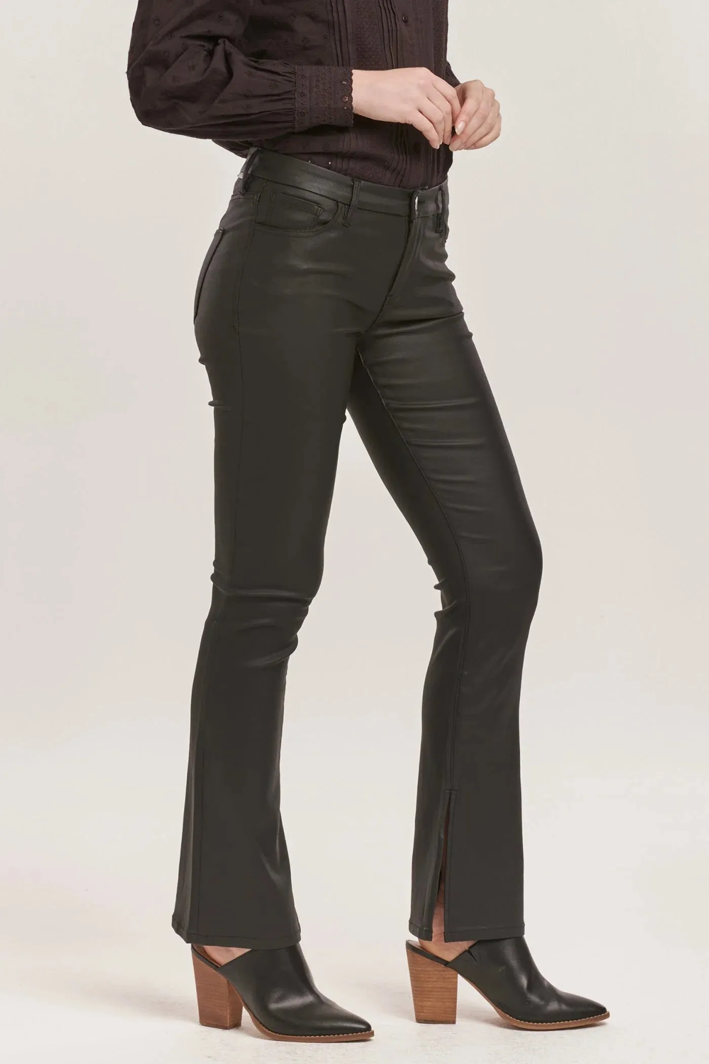 JAXTYN HIGH RISE BOOTCUT LEATHER PANTS