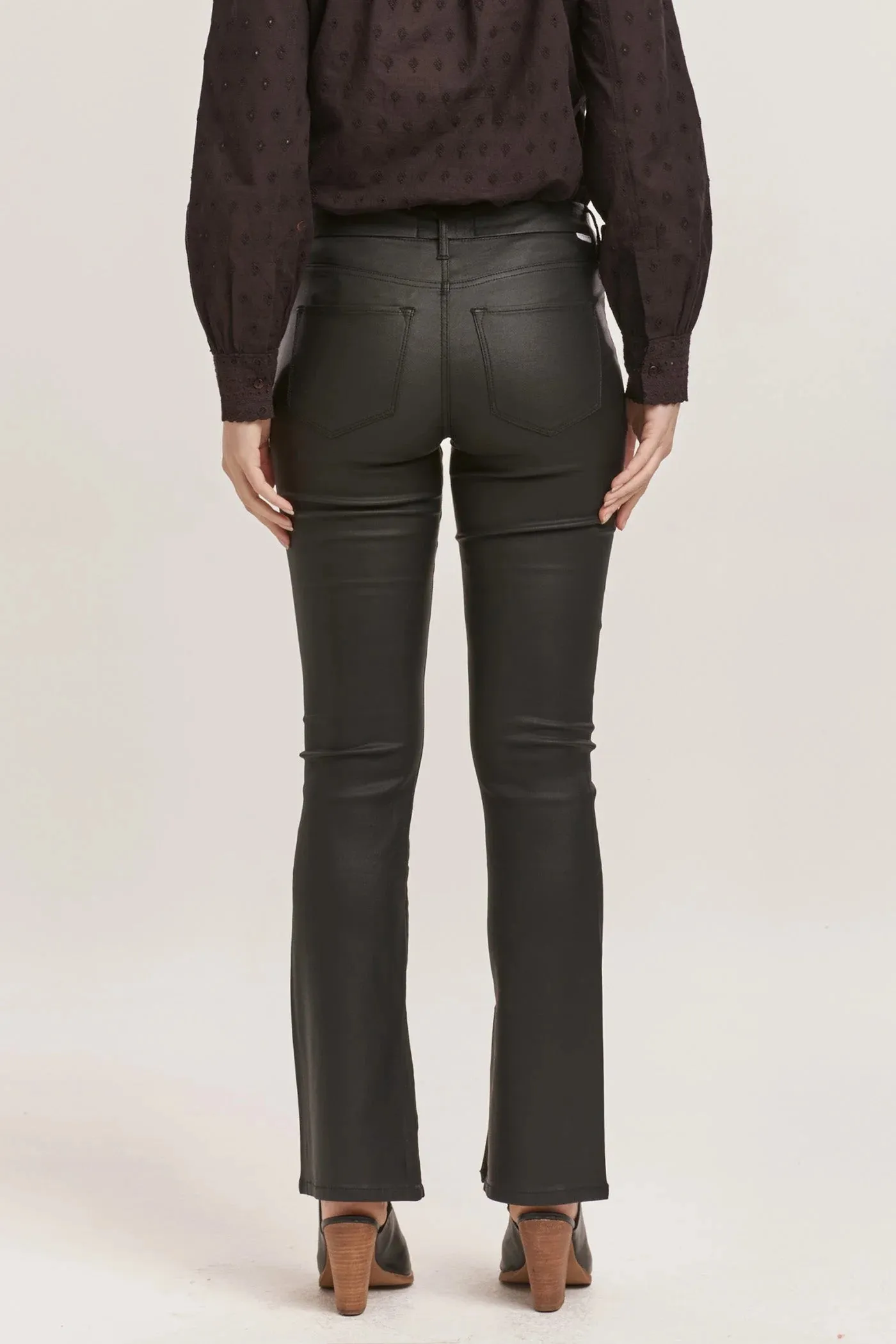 JAXTYN HIGH RISE BOOTCUT LEATHER PANTS