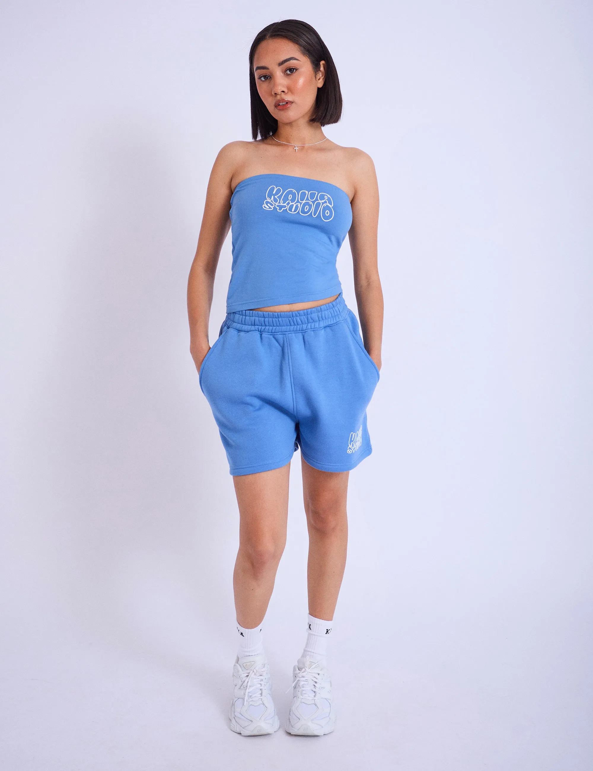 Kaiia Studio Bubble Logo Sweat Shorts Blue