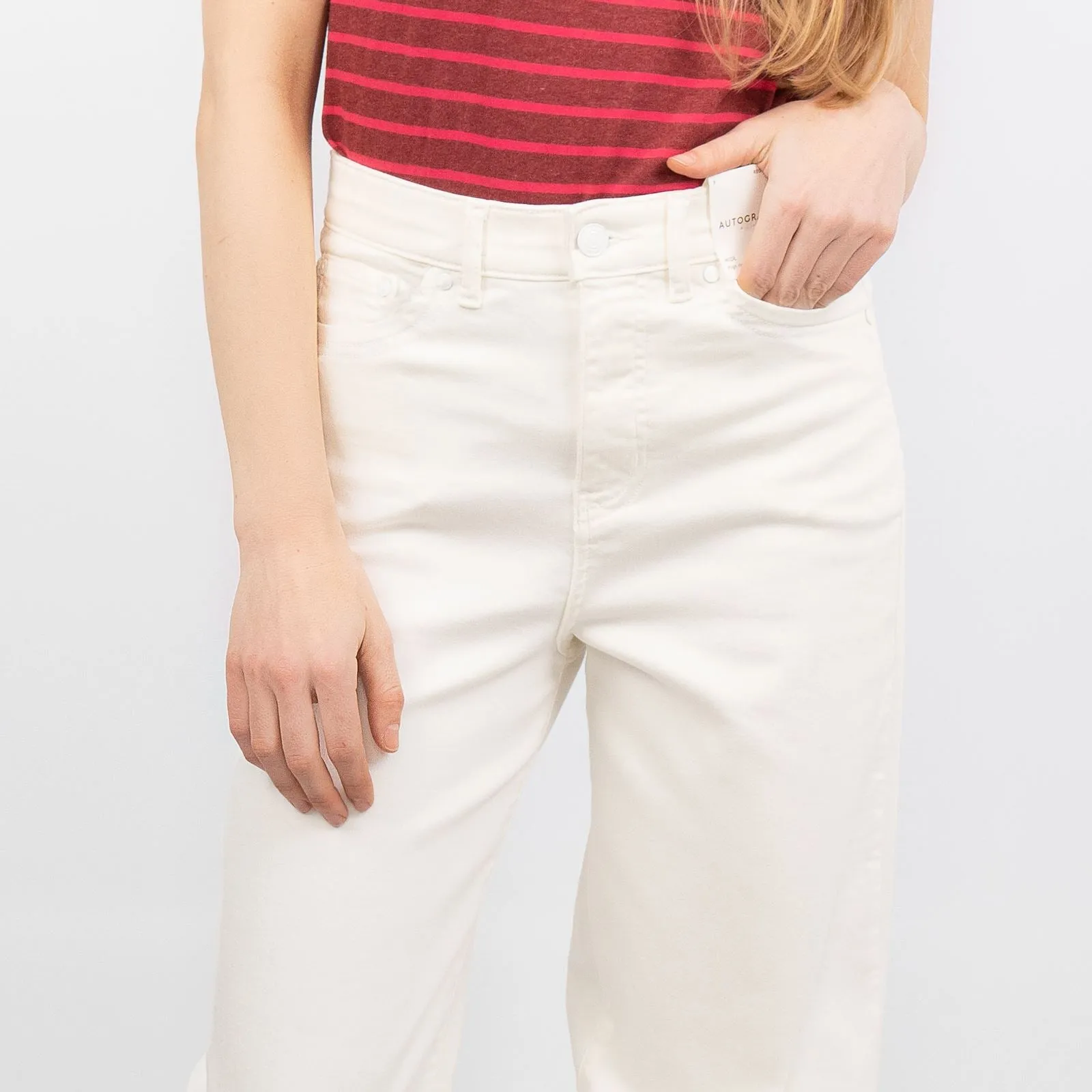 M&S Autograph High Waist Wide Leg Ivory Jeans