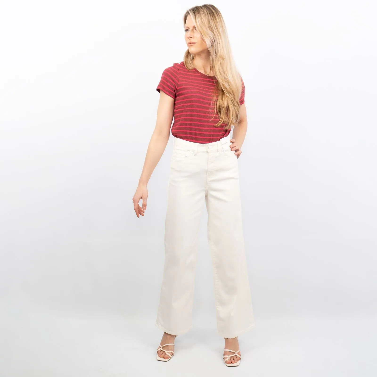 M&S Autograph High Waist Wide Leg Ivory Jeans