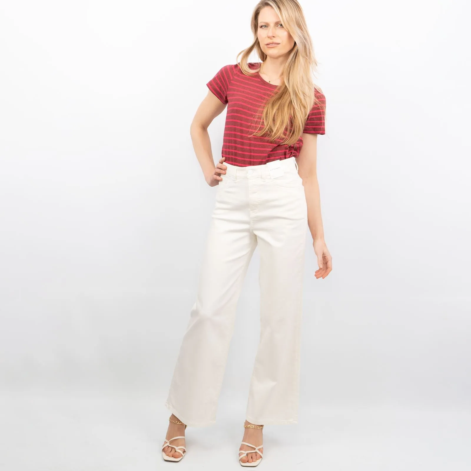 M&S Autograph High Waist Wide Leg Ivory Jeans