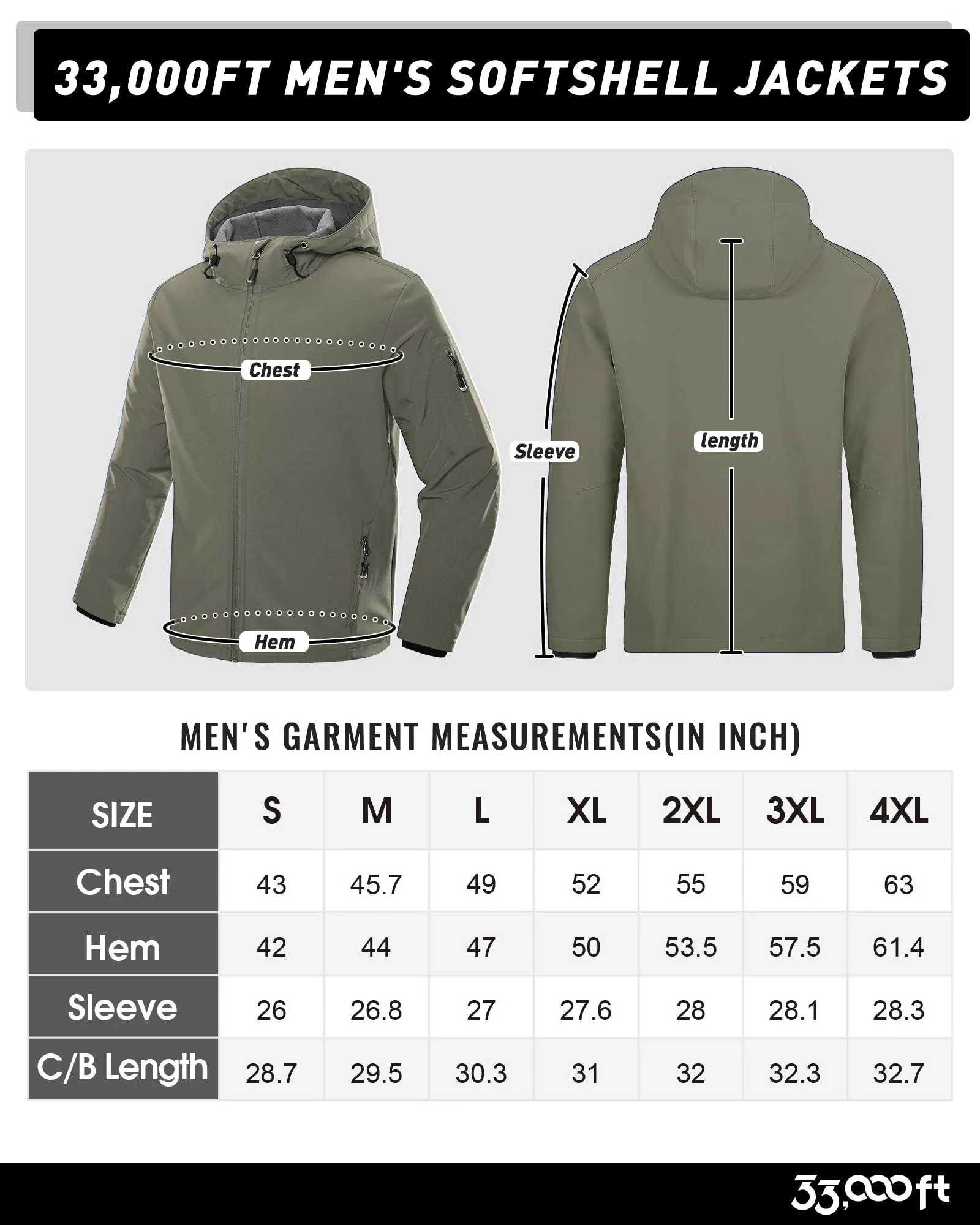 Men's Softshell Jacket Fleece Lined, Water Resistant Winter Warm Shell Jacket Coat Lightweight Outdoor Hiking