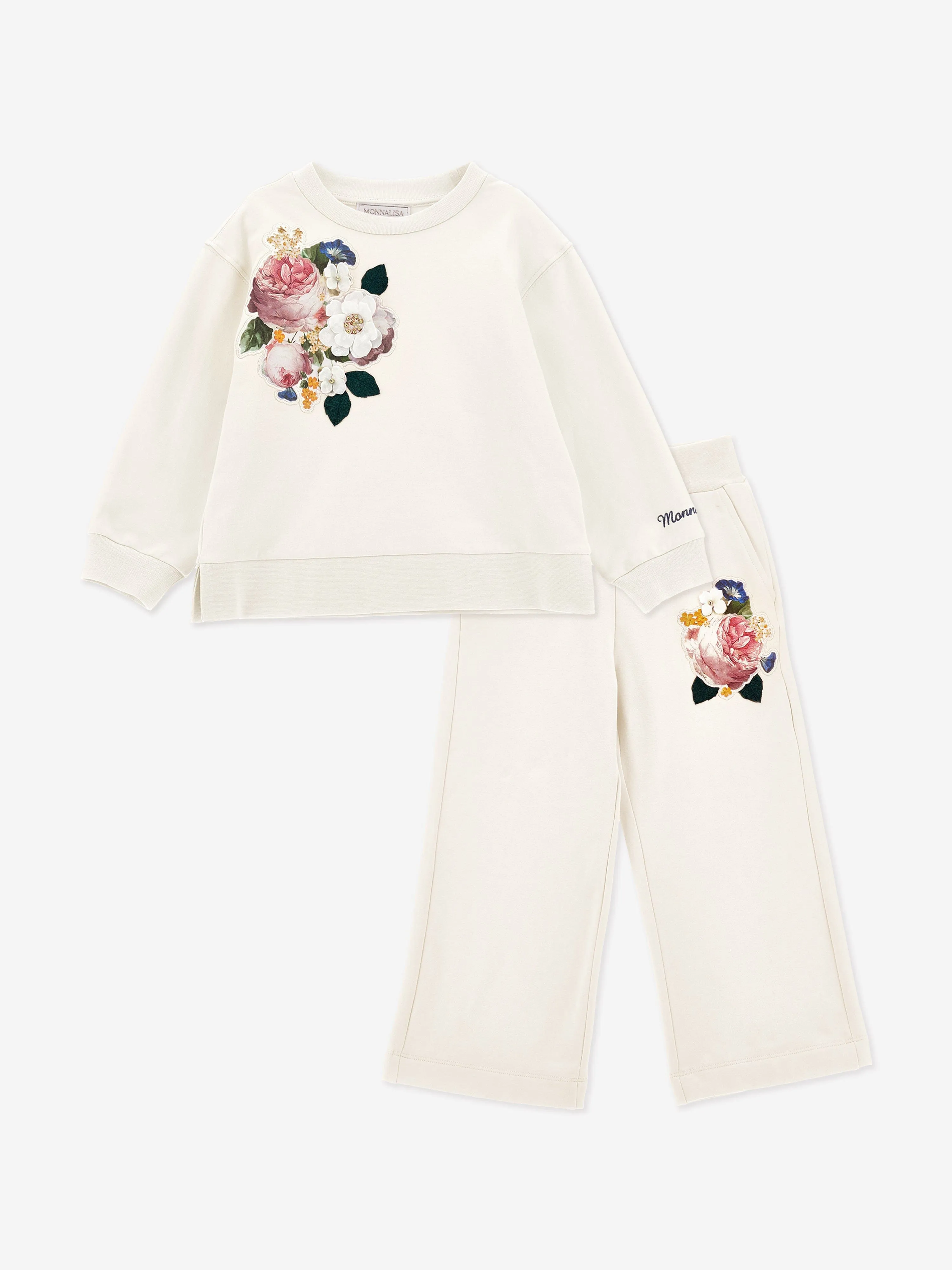 Monnalisa Girls Bouquet Tracksuit in Ivory