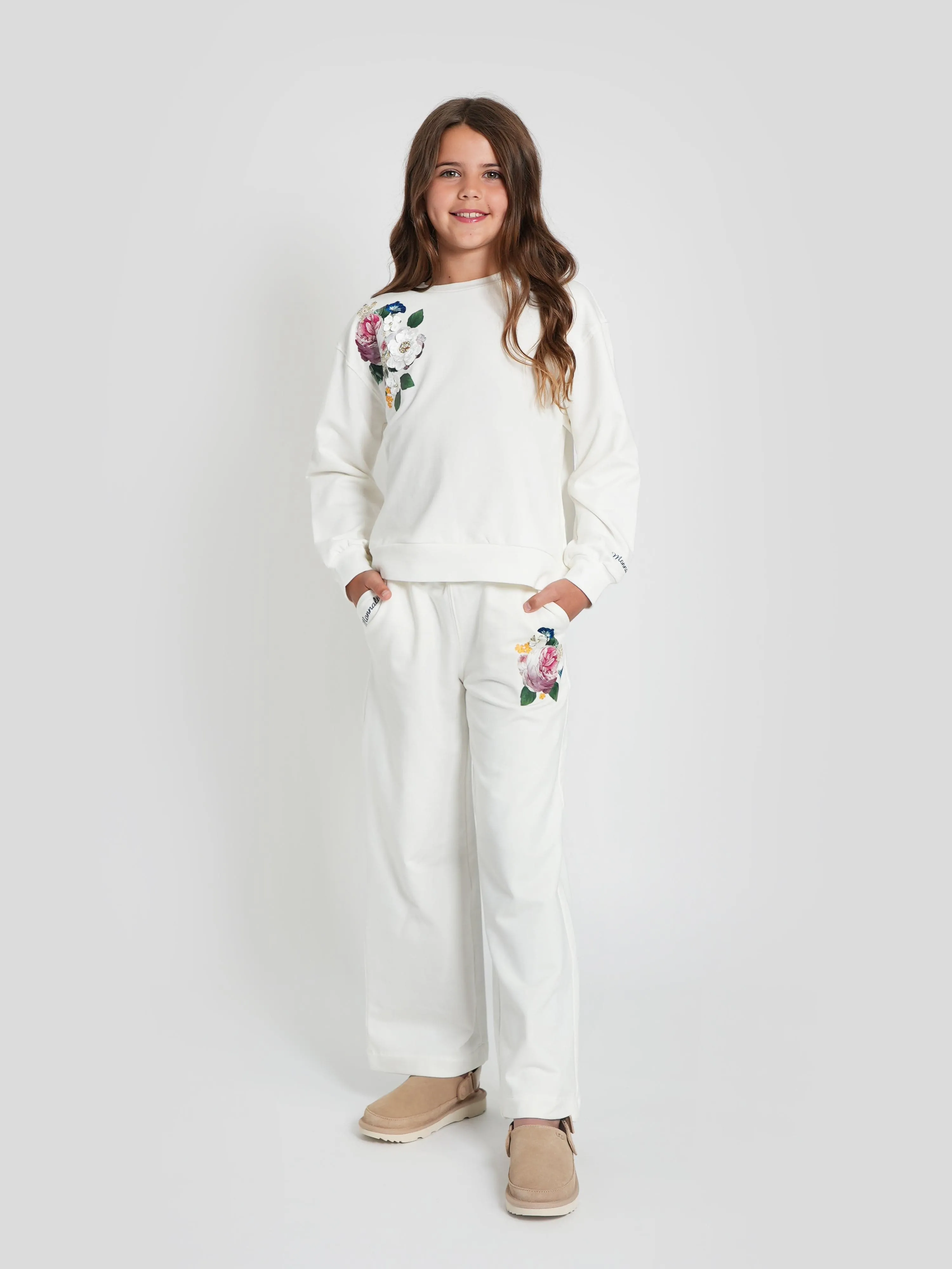 Monnalisa Girls Bouquet Tracksuit in Ivory