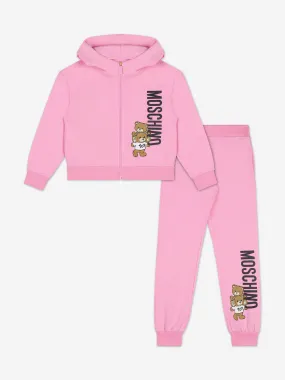 Moschino Girls Teddy Bear Logo Tracksuit in Pink