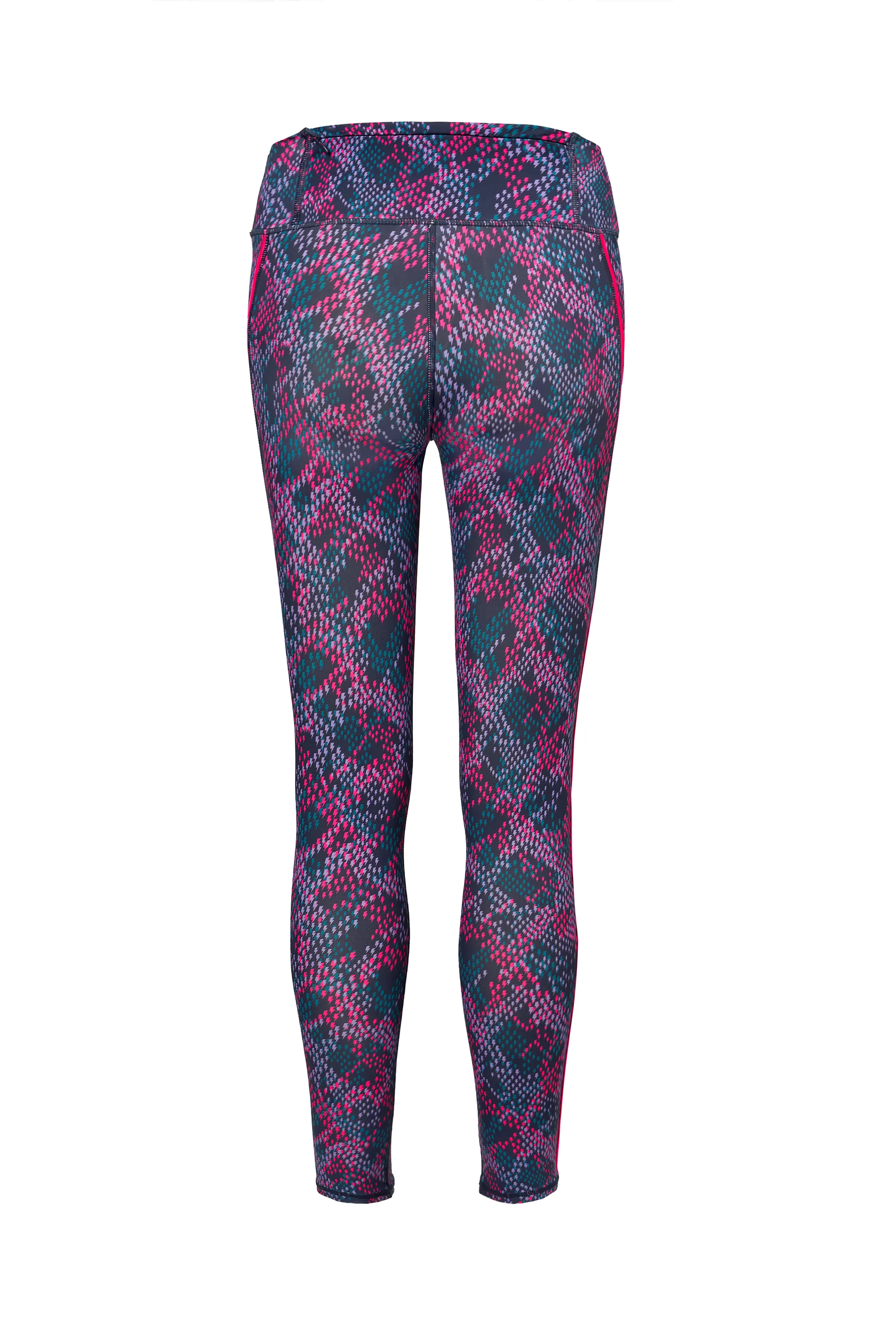 Navy with Pink and Lilac Lightning Bolt Snake Print Full Length Active Leggings