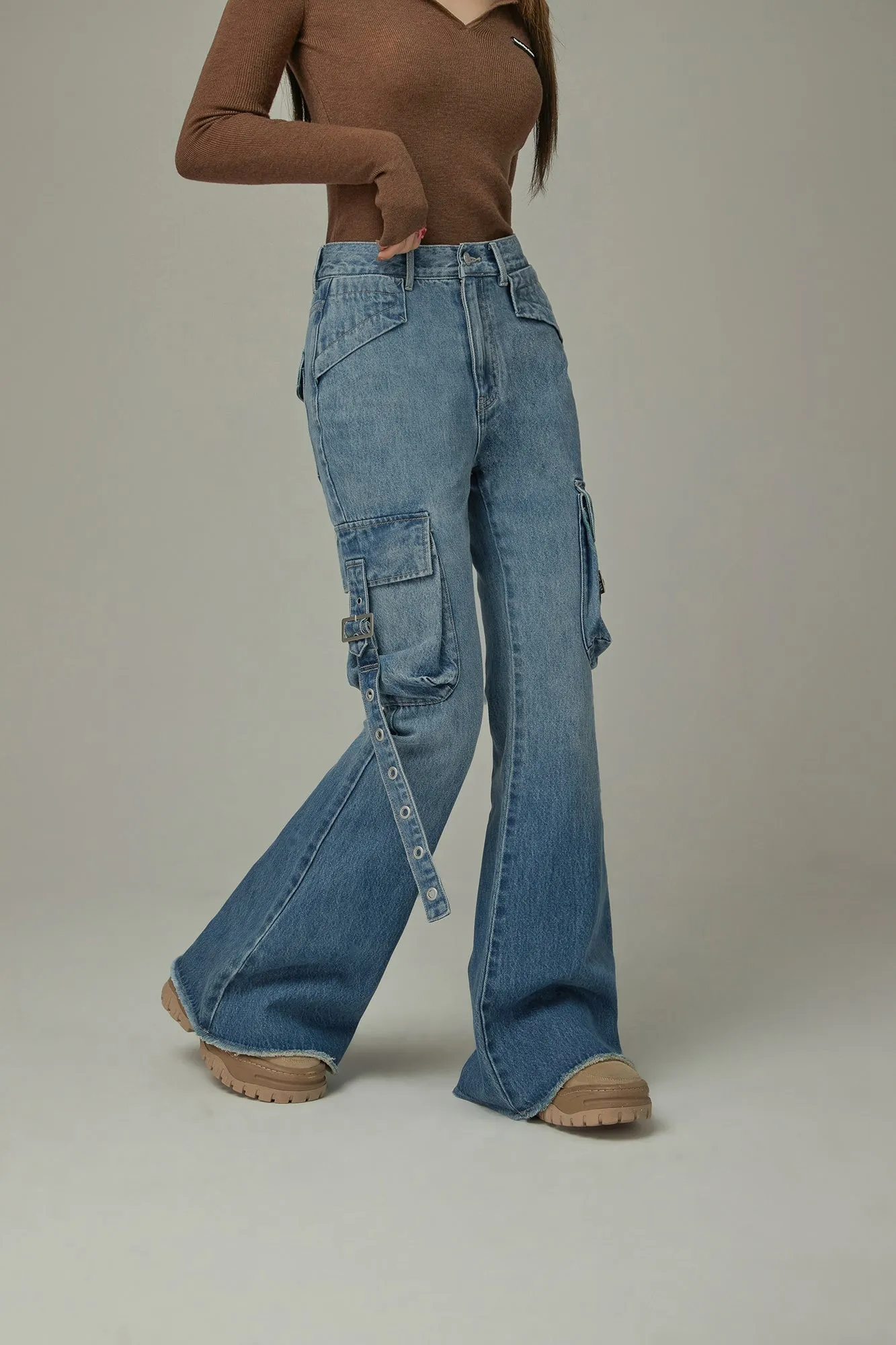 Pocket Bootcut Denim Jeans