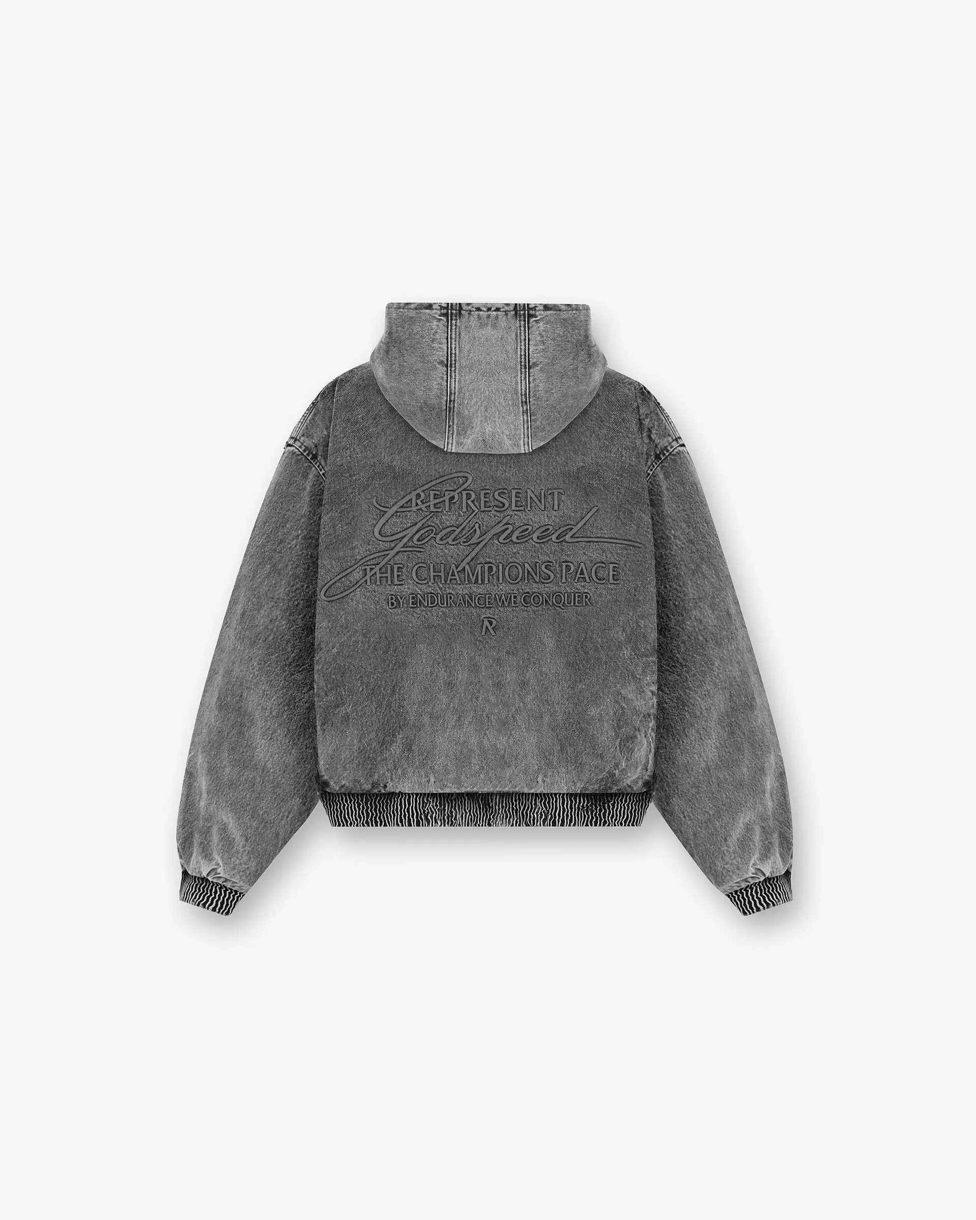 R5 Hooded Denim Bomber - Charcoal Grey