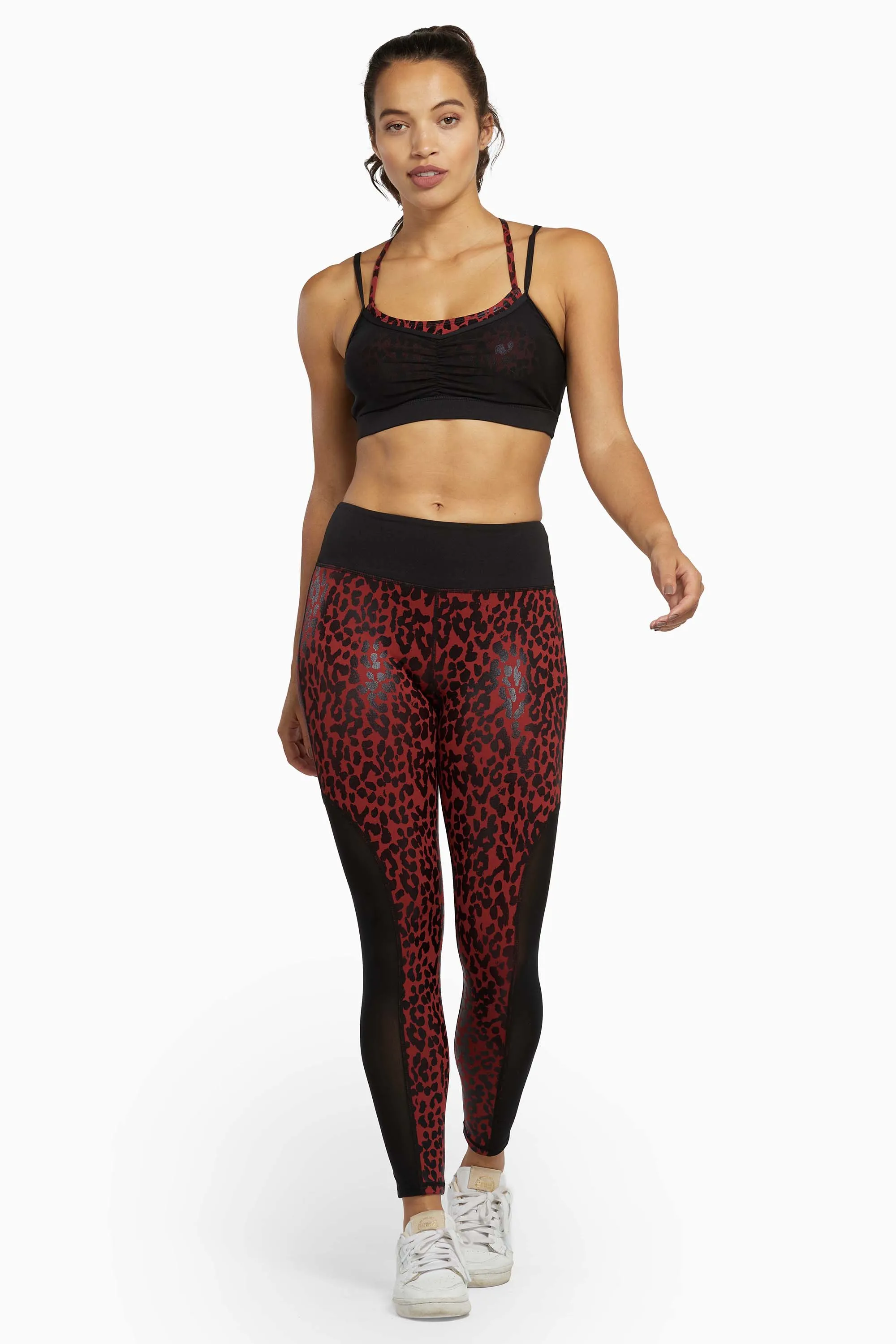 Red Wet Look Leopard High Waist Leggings