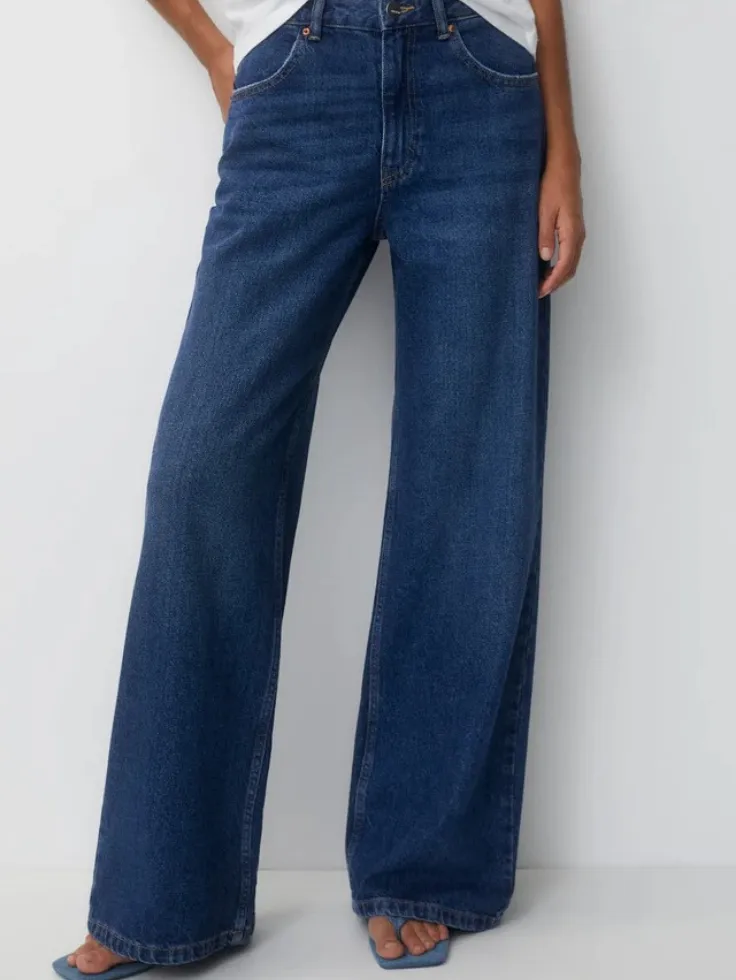 SGW - Mid Blue Retro Wash High Waist Wide Leg Jeans