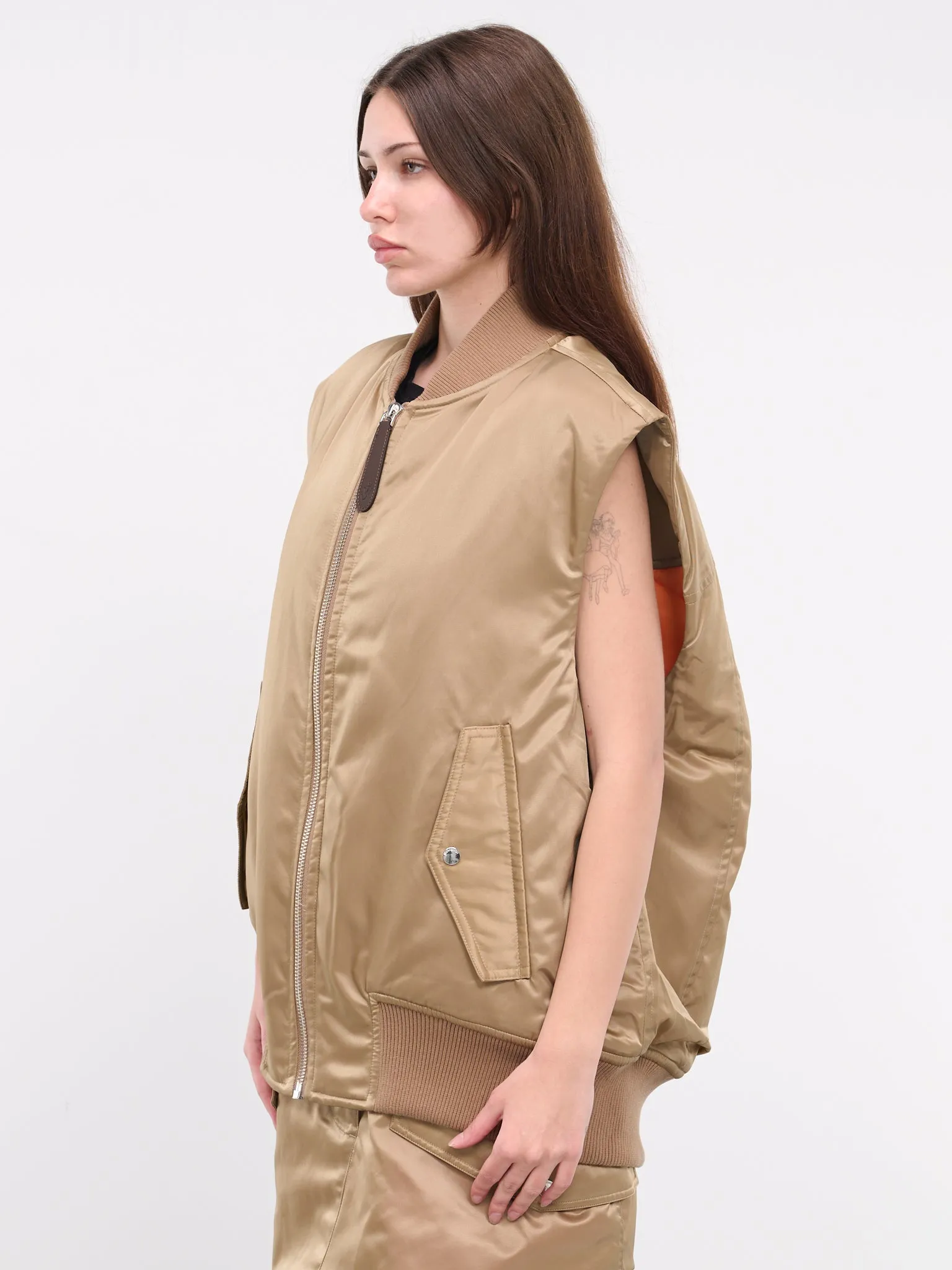 Sleeveless Bomber Jacket (JK0310-PG1535-BEIGE)