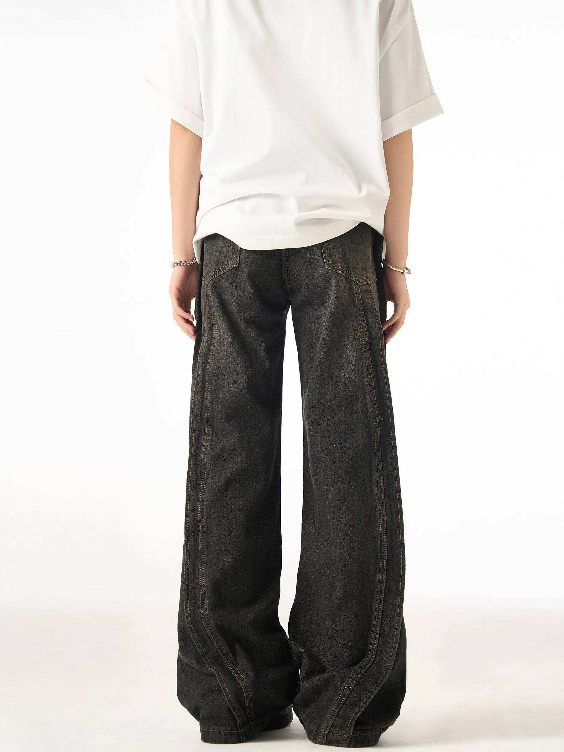 Spliced Wide Leg Jeans