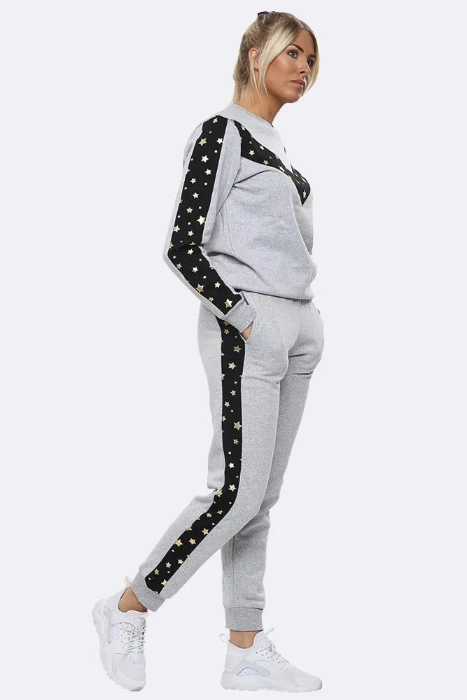 Star Print Side Panel Loungewear Tracksuit