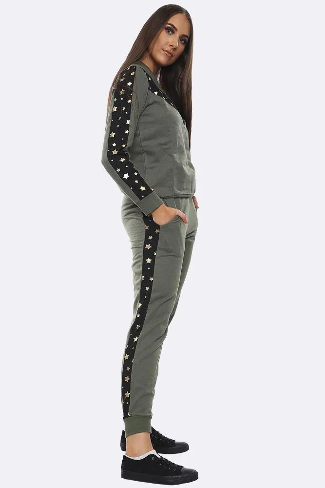 Star Print Side Panel Loungewear Tracksuit