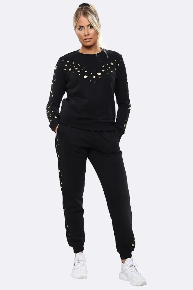 Star Print Side Panel Loungewear Tracksuit