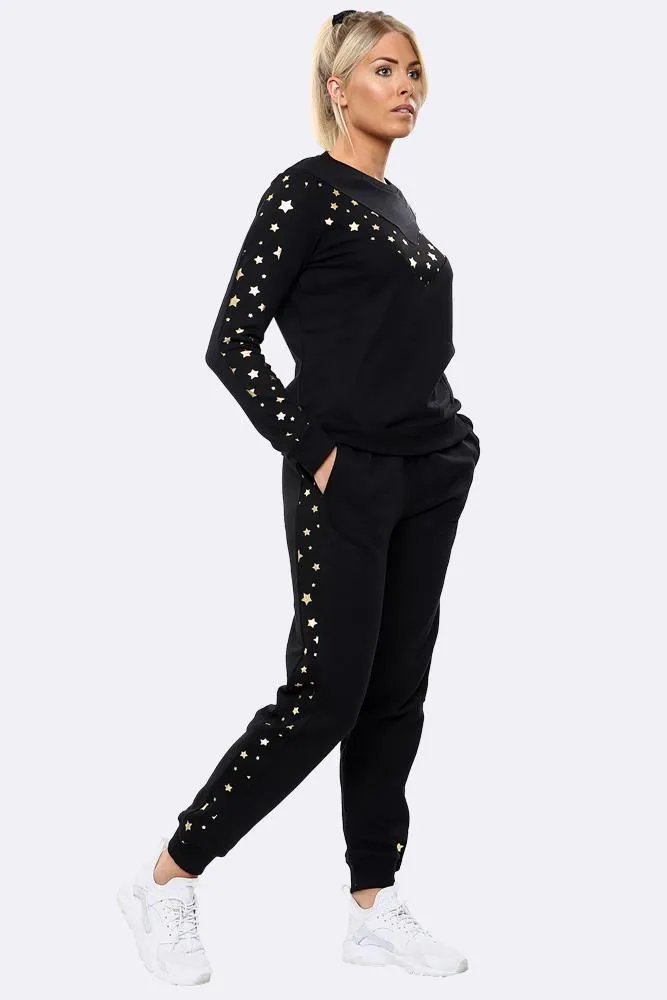 Star Print Side Panel Loungewear Tracksuit