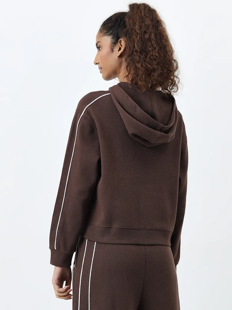 Studiofit Brown Waffle-Textured Cotton Jacket