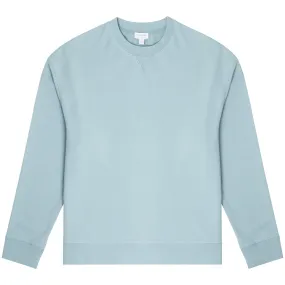 Sunspel Womens Loopback Sweatshirt Storm Blue