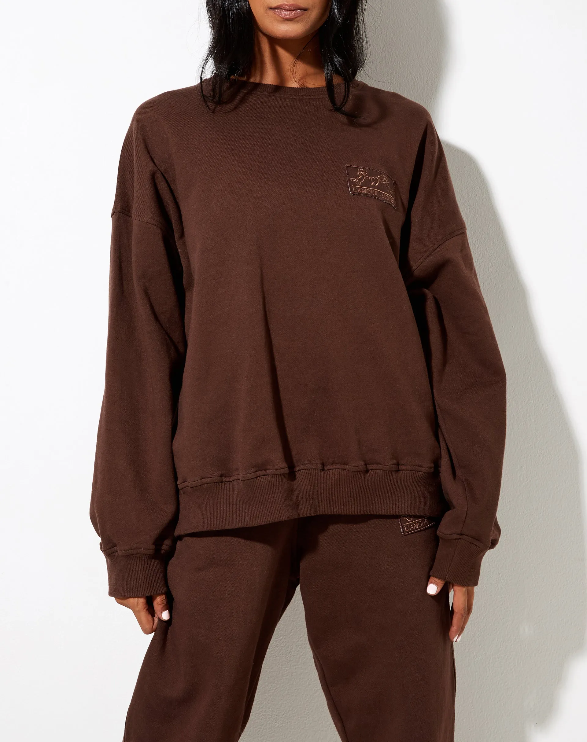 Ted Sweatshirt in Deep Mahogany L'Amour Cherub Label Embro