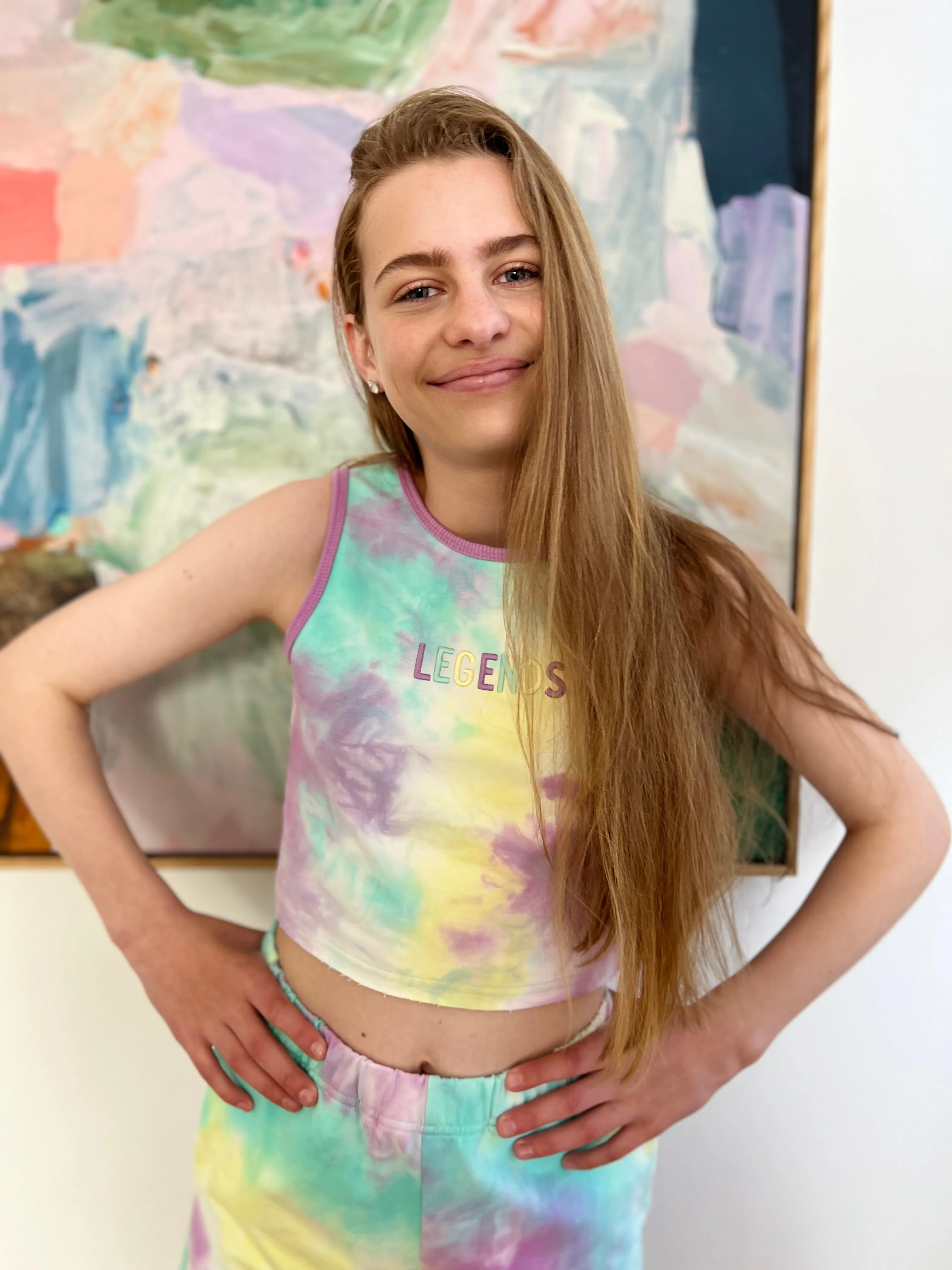 Tie dyed crop tank top Rainbow