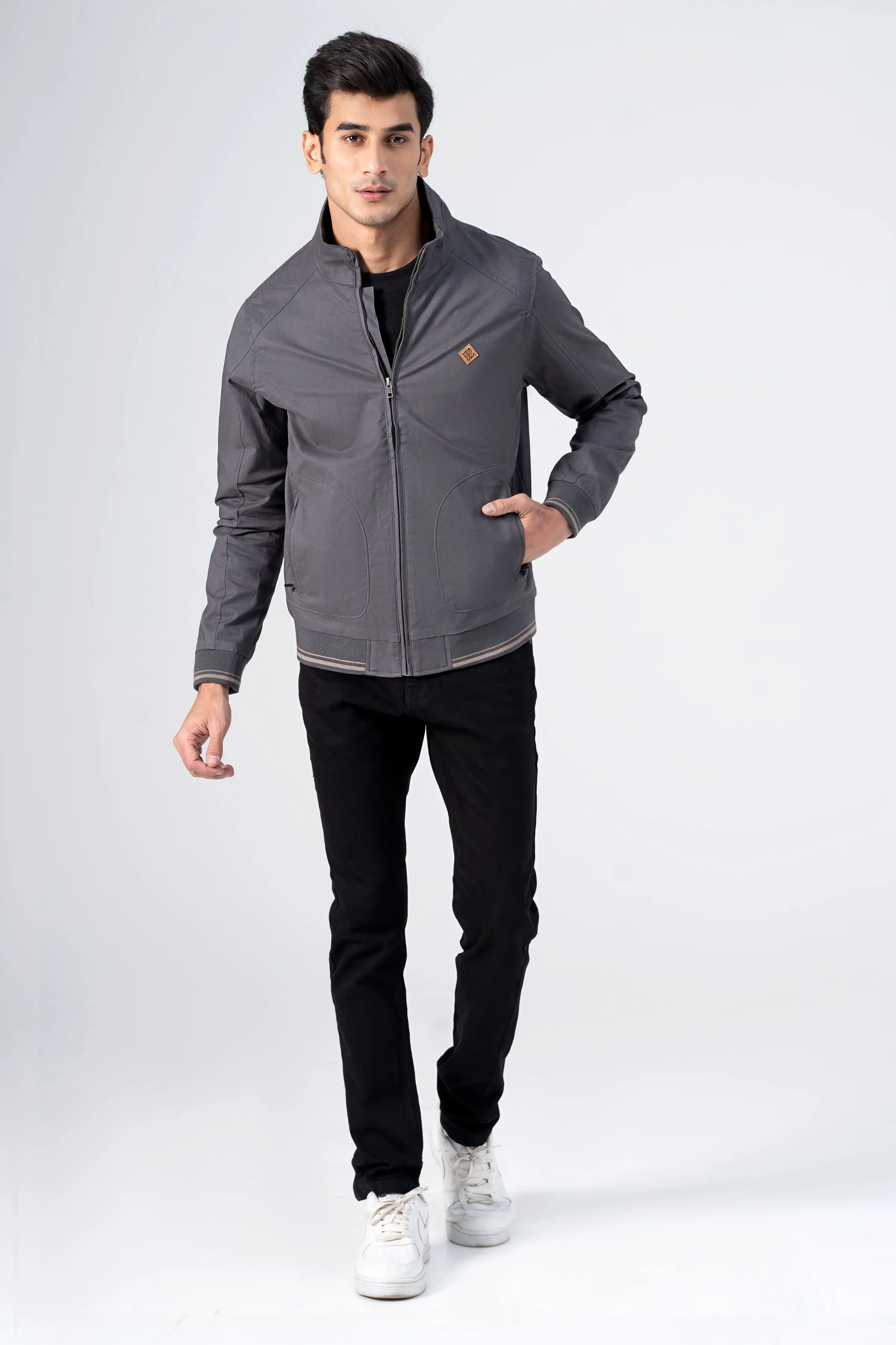 Tipping Cotton Jacket Grey