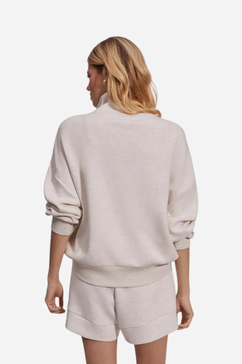 Varley Hawley Half Zip Sweatshirt in Ivory Marl