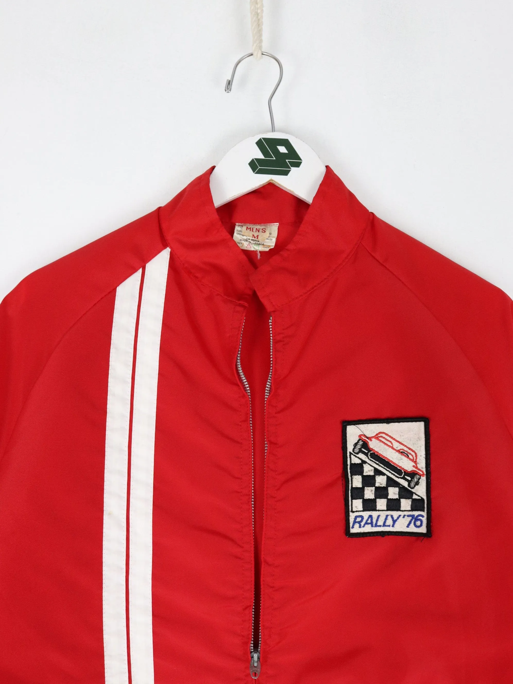 Vintage Rally Car Jacket Mens Medium Red 70s Racing Windbreaker