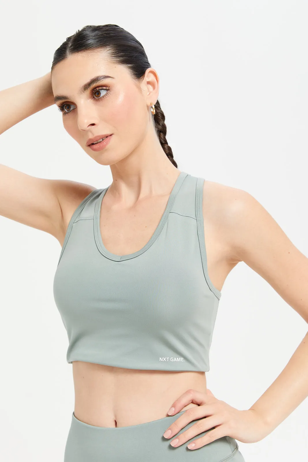 Women Mint Plain Padded Sports Bra