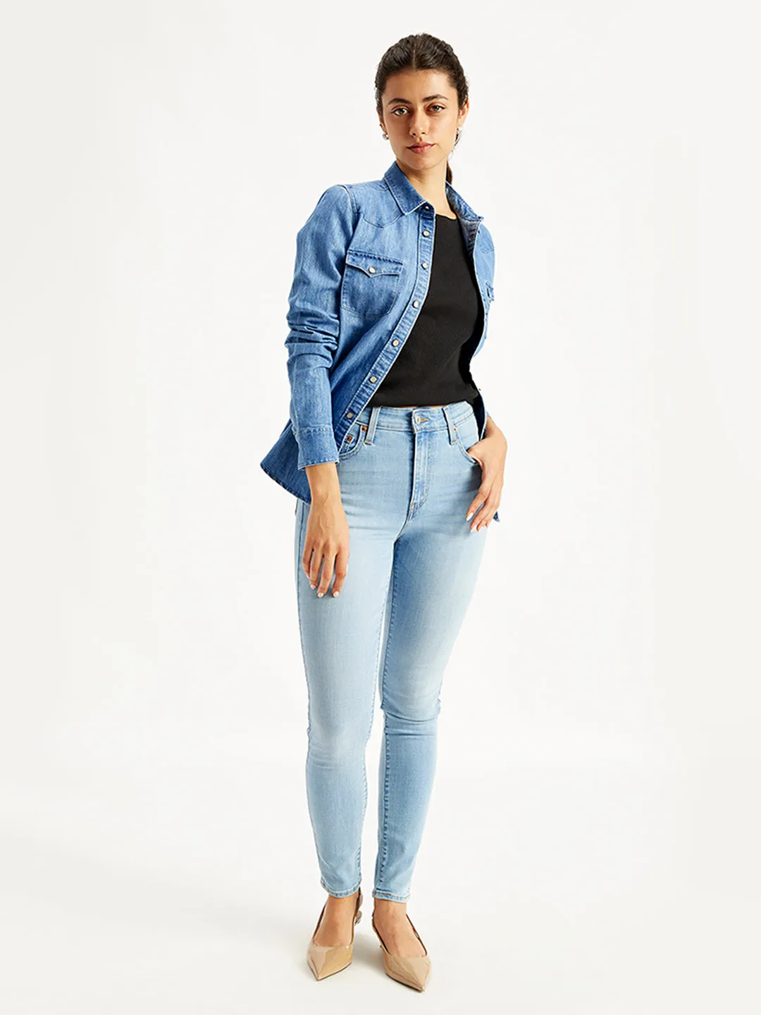 Women's High Rise 721 Skinny Light Blue Jeans