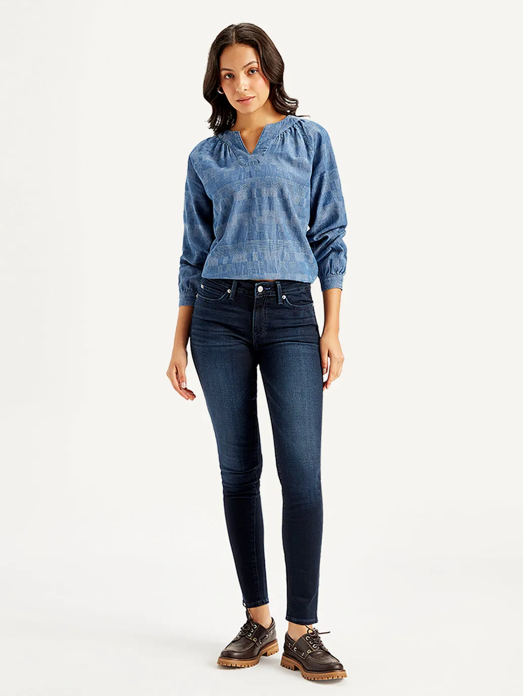 Women's Mid Rise 711 Skinny Navy Jeans