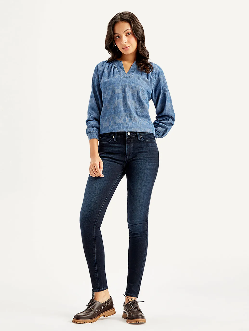 Women's Mid Rise 711 Skinny Navy Jeans