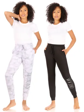 Women's "ADVENTURE" & "DREAM" 2-Pack Drawstring Pajama Joggers