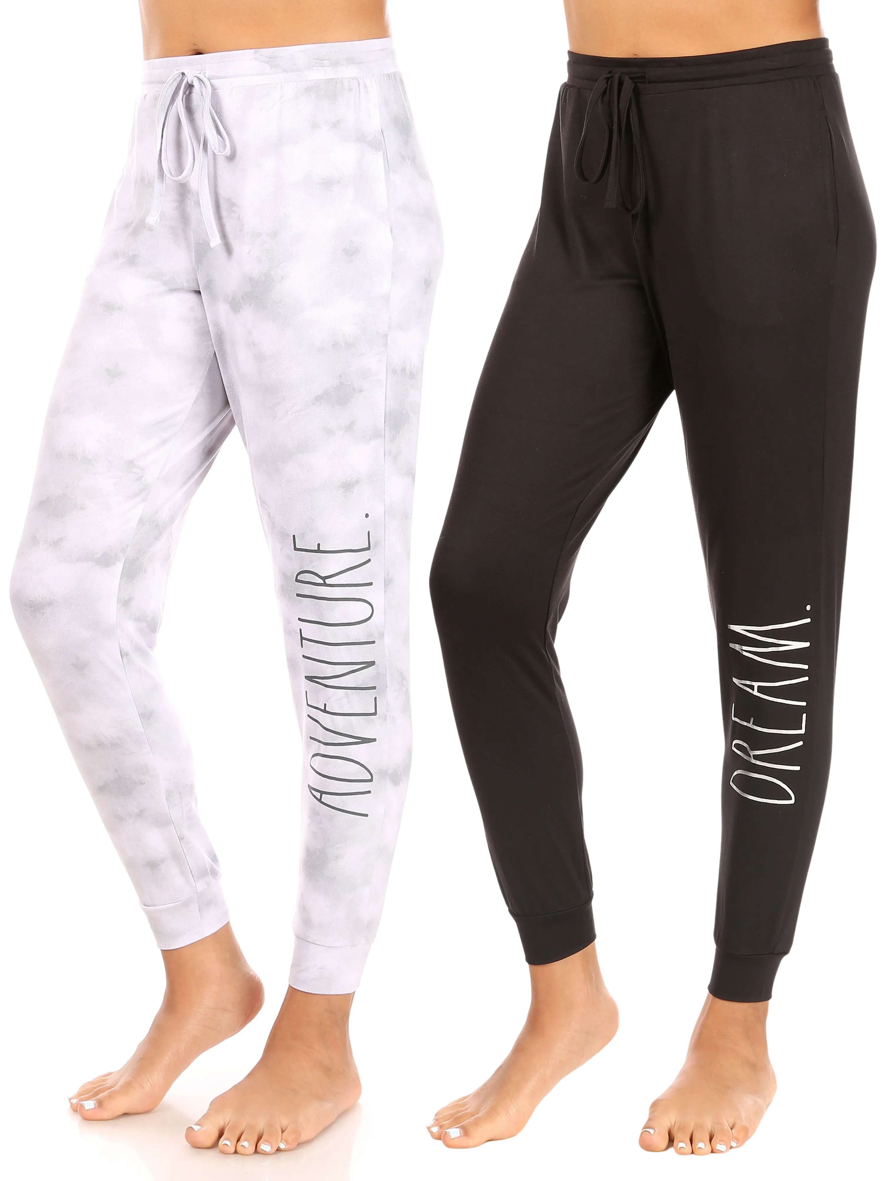 Women's "ADVENTURE" & "DREAM" 2-Pack Drawstring Pajama Joggers