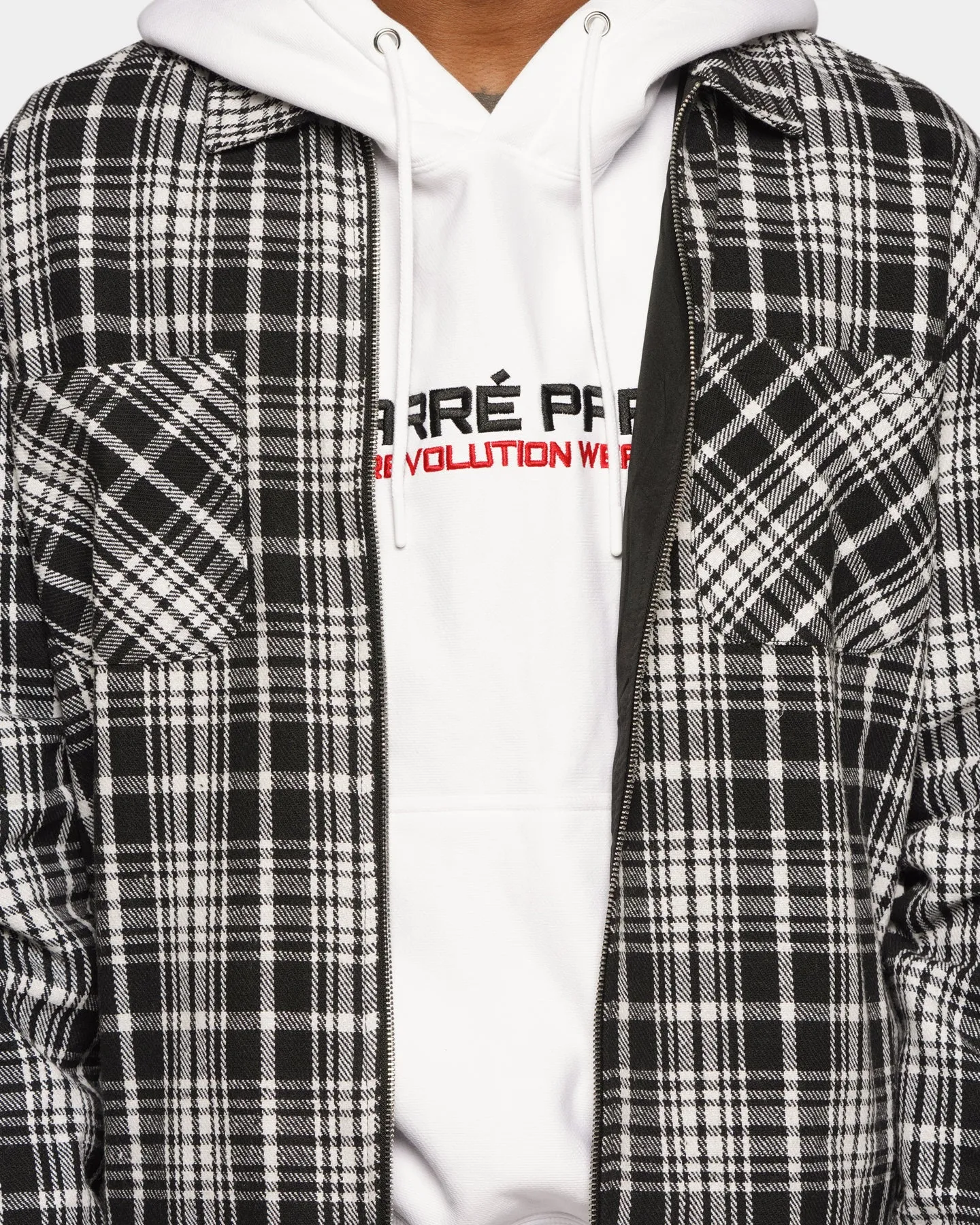 XXIII Trace Plaid Bomber Jacket Black/White